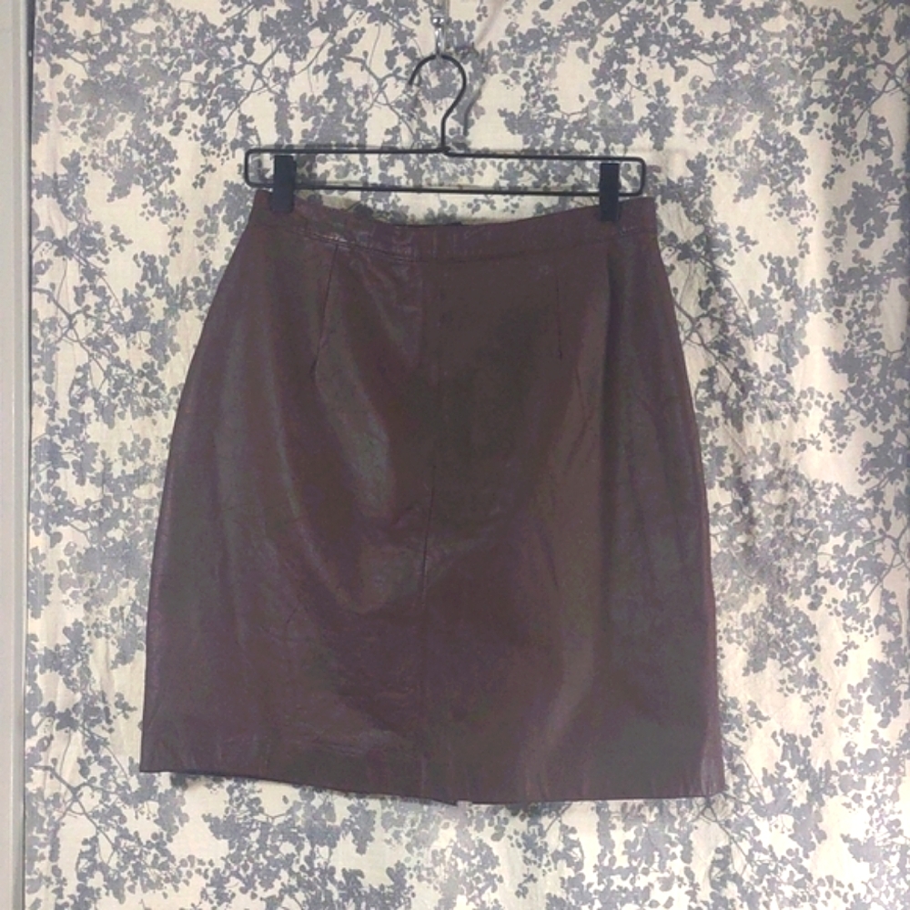 Brown Leather Mini Skirt